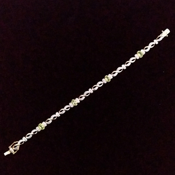 VTG Ross-Simons 14K/925 Natural Peridot + Diamond - Picture 4 of 8